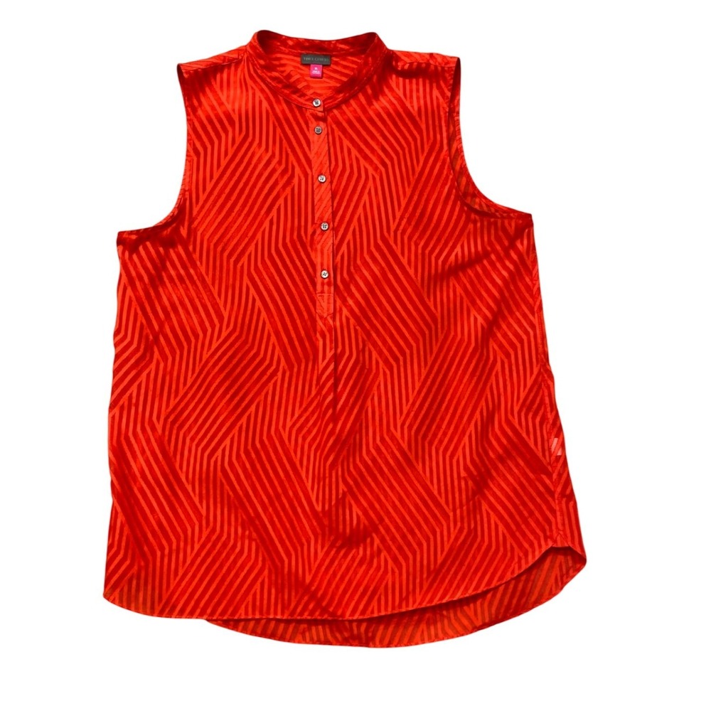 Vince Camuto Blouse Womens XL Red Excellent Sleeveless Geometric Chevron Tunic